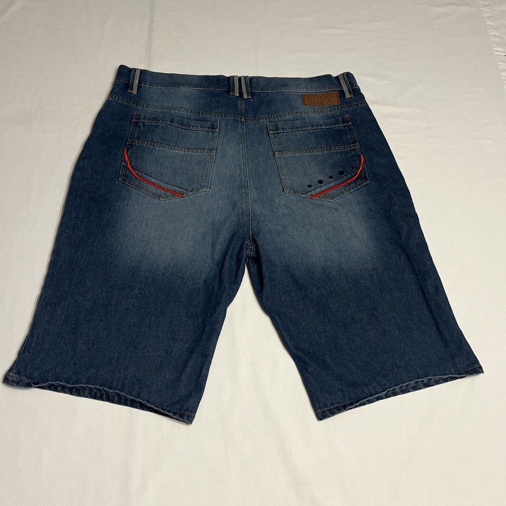Coogi Shorts 40 Men Blue Denim Embroidered Baggy Jean Hip Hop Skater Y2K